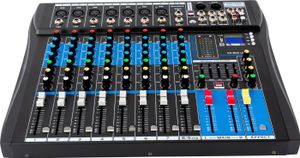 8 Kanal Digital Audio Mixer DJ Verstärker AUX XLR USB Bluetooth Mischpult (schwarz)