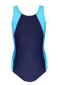 Aquarti Mädchen Badeanzug mit Ringerrücken, Farbe: Dunkelblau / Türkis / Himmelblau, Größe: 158