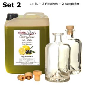 Olivenöl Limone Zitrone aus Italien 5L inkl. 2 Flaschen & Ausgießer extra vergine erste Kaltpressung