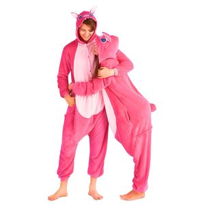 Pyjama Onesie Kigurumi Kostüm für Erwachsene Pink Lilo & Stitch M: 155 - 165cm