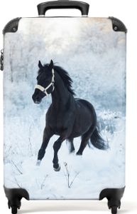 NoBoringSuitcases.com® Koffer Handgepäck Trolley Rollkoffer Kleine Reisekoffer mit 4 Rollen - Pferd - Winter - Schnee - Porträt - Kinder - Cabin Size < 55x40x23 cm & 55x40x20 cm - Fotokoffer - Kabinenkoffer - BoardgepäckHandgepäck Koffer 55x35x20 cm, 36L,