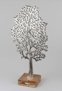 Formano Lebensbaum 62 cm Aluminium + Mangoholz Dekoration Baum Objekt