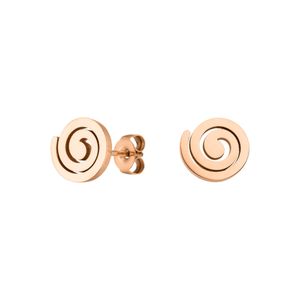 LUUK LIFESTYLE Spiralförmige Edelstahl Ohrringe mit wunderschöner Geschenkbox, skandinavisches Design, minimalistisch und elegant, Modeschmuck, hautfreundlich und wasserfest, Spiral Ohrstecker, Rosé