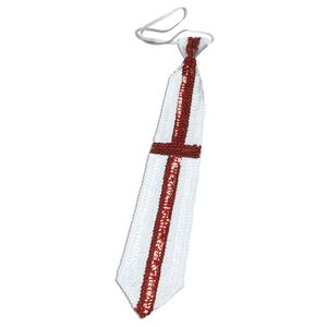 Bristol Novelty Unisex flitrová kravata s křížem svatého Jiří BN1433 (jedna velikost) (bílá/červená)