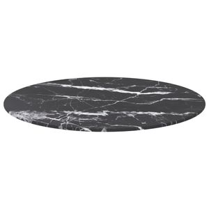 vidaXL Tischplatte Schwarz Ø60x0,8 cm Hartglas in Marmoroptik
