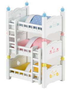 Sylvanian Families Trzypiętrowe łóżko piętrowe, łóżko piętrowe, łóżeczko dziecięce, łóżko, meble, akcesoria, 4448