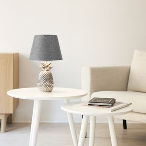 Navaris 2x Lampenschirm Tischlampe E27 rund - 16,2x15,3x22cm - Lampenschirme für Tischlampen Set - E 27 Leuchtenschirm - Grau Silber