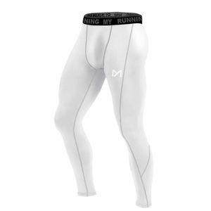 Herren Laufhose Tights Fitness Legging Sporthose Kompressions Funktionsunterwäsche Atmungsaktiv Weich Flexibel Funktionsunterwäsche white S