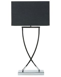 BELIANI Tischlampe Silber Metallfuß Stoffschirm Schwarz langes Kabel mit Schalter Modern Minimalistisch