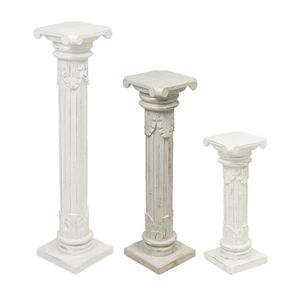 Säule Antike Blumensäule Dekosäule Ständer Sockel Podest Blumenständer Holz in vielen verschiedenen Designs , Säulen Variante Antik:Weiß 80 cm