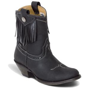 Damen Western Cowboy Biker Leder Stiefel Boots »WBL-32« Schwarz