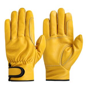 Svářecí kožené pracovní rukavice Strečový stroj Architecture Driver Outdoor pro muže a ženy, žlutá XXL