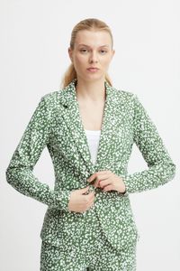 ICHI IHKATE PRINT BL12 Damen Blazer Kurzblazer Jacke gemusterter Ein-Knopf-Blazer mit Stretch und Reverskragen