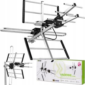Vayox Antena Kierunkowa H/V VHF UHF VA0092 | 4K | 75Ohm | 80 km | Srebrna