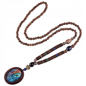 NEPAL BUDDHIST MALA TYBETAAN CORALS HANDMADE Holzkette Amulett