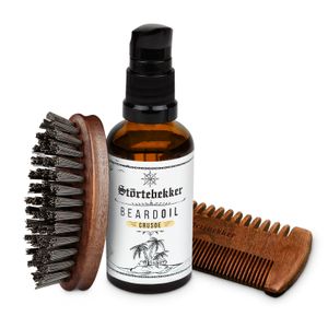 Störtebekker Bartpflege Set Crusoe - Für die tägliche Bartpflege - Mit Bartöl, Bartbürste und Bartkamm - Beard Care Set Men