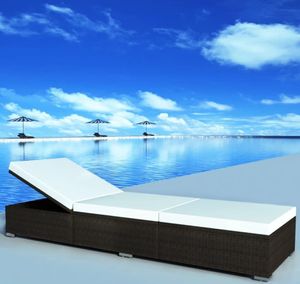 Sonnenliege mit Auflage Poly Rattan Braun , Gartenliegen Design 2024