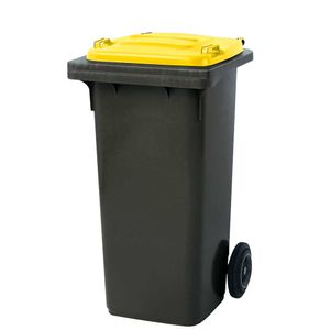 BRB 120 Liter MGB, Mülltonne Abfalltonne, grau mit gelbem Deckel