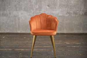 KAWOLA Esszimmerstuhl Stuhl Velvet, versch. Farben, Fuß schwarz od. gold SALLY orange,  gold