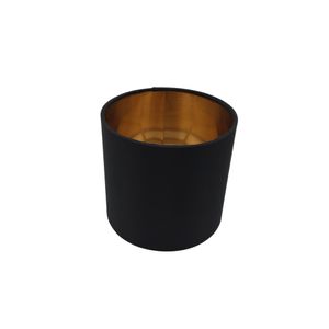 Lampenschirm E14 Stehlampe Ø12cm Durchmesser Schwarz Gold Rund Retro Vintage Stofflampenschirm Leuchtenschirm Textilschirm Ersatzschirm Leinenschirm