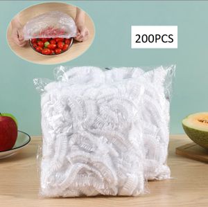200 Stück Einweg Plastikfolie, elastische Lebensmittelabdeckung für Obstschalen, Sommer Küche frische Aufbewahrungsbeutel