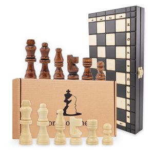 Schachspiel Schach Schachbrett Holz - Chess Board Set klappbar mit Schachfiguren (35 cm, Schach handgeschnitzt)
