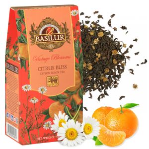 BASILUR VINTAGE BLOSSOMS - Citrus Bliss Schwarzer Blatt-Tee mit Kamillenblüten und Mandarinengeschmack 75 g 75 g x1