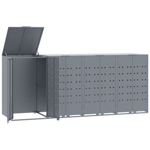 vidaXL Mülltonnenbox für 4 Tonnen Grau 276x79x117 cm Stahl