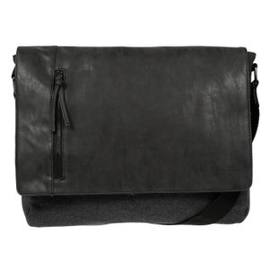 Messenger Bag Herren Damen Umhängetasche Tasche Canvas mit Überschlag Schwarz