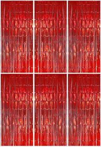 6x Lametta Vorhang - rot - 91x244 cm
