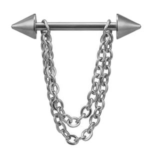 1 Stück Mode Multilayer Kette Drop Nippel Bar Ring Barbell Körper Piercing Schmuck-Silberner Kegel