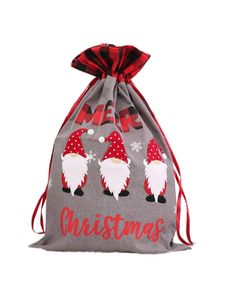 Plaid Candy Bags Snack Weihnachtsgeschenkbeutel Strumpf Kordelstring Weihnachtstasche,Farbe:Grau,Größe: