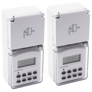 2er-Pack - Digitale Zeitschaltuhr für Innen und Außen McPower "AZ-78", IP44 - für Außen geeignet, 10 Schaltprogramme