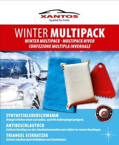 XANTOS Winter Multipack Schwamm,Antibeschlagtuch,Eiskratzer