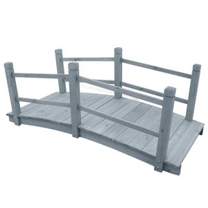 vidaXL Gartenbrücke Grau 140x60x56 cm Massivholz Tanne