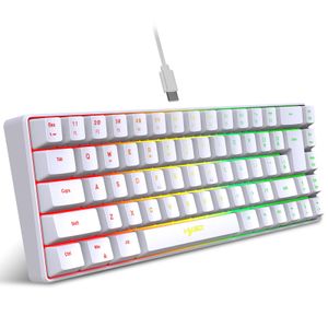 HXSJ V200 Wired K68 RGB Streamer Mini-Gaming-Tastatur, konfliktfreie Membrantastatur mit 19 Tasten, Mechanisches für Spiel Büro - Weiß