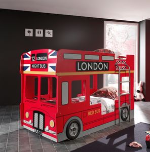 Vipack Etagenbett London Bus Rot 90 x 200 cm