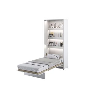 MEBLINI Schrankbett Bed Concept - Wandbett mit Lattenrost - Klappbett mit Schrank - Wandklappbett - Murphy Bed - Bettschrank - BC-03 - 90x200cm Vertikal - Weiß Matt