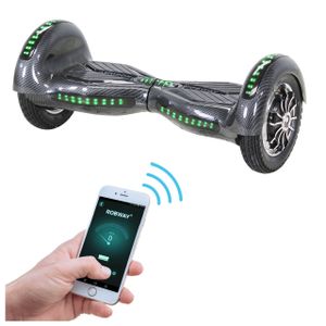 ROBWAY W3 - Hoverboard für Erwachsene & Kinder - 10 Zoll - 800 Watt - 15,00 km/h - Self-Balance-Scooter -Bluetooth - App (Carbon)