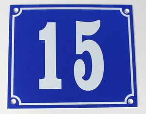 Hausnummernschild Aluminium Aluschild 1 mm Stärke Alu Schild Nr. 15 blau