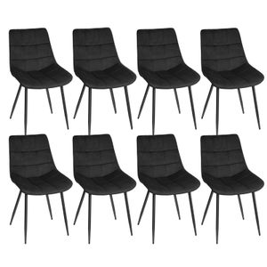 8er Set Esszimmerstühle Küchenstuhl Polsterstuhl Wohnzimmerstuhl aus Samt mit Rückenlehne Schwarz