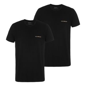 Emporio Armani Herren 2er-Pack Lounge-T-Shirts mit Rundhalsausschnitt, Schwarz