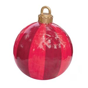 1 Set Weihnachten aufblasbarer Ball im Freien Weihnachtsdekorationen Blasbar eingerichtetem Ball mit Pumpe für das neue Jahr festliche Dekoration zu Hause-Rot