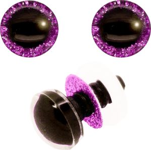 5 Paar Glitzer-Augen 12 - 40mm m. Gegenstück Sicherheitsaugen Amigurumis Kuscheltiere Teddy Variantenwahl, Größe:Ø 25 mm x 25 mm, Farbe:violett