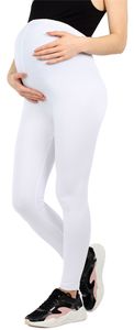Damen Lange Umstandsleggings aus Baumwolle BE20-283, Farbe:Weiß, Größe:M