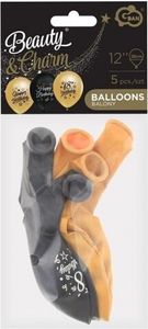 Balony Liczba 18 Urodziny 30cm czarne, złote 5szt