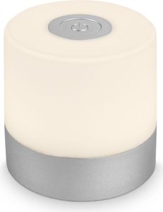 BRILONER Mini LED Akku Tischleuchte IP44, Stufenweise Dimmbar, Touch, Mobiles Licht, LED Tischlampe Aussen, 7 cm hoch, Silber