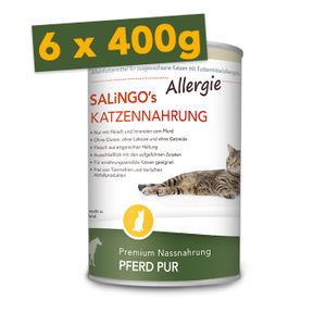 SALiNGO Katzenfutter Pferd PUR | getreidefrei & hypoallergen | 6 x 400g