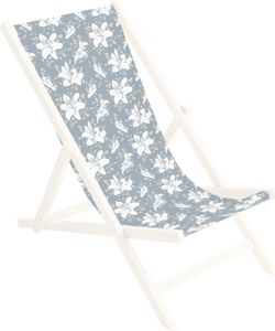 Ersatz-Stoffbezug Wechselbarer Liegestuhl Stoffbezug 100% Polyester für Holz-Liegestuhl Klappliegestuhl Motiv Blau-Weiß Lilien [119]