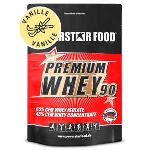 Powerstar PREMIUM WHEY 90 | 90% Protein i.Tr. | Whey-Protein-Pulver 4000 g | 55% CFM Whey Isolat & 45% CFM Konzentrat | Eiweiß-Pulver Vanilla